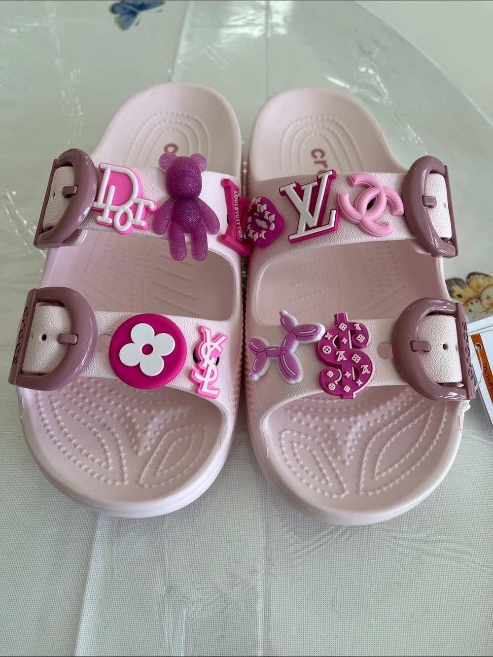 Crocs light pink sandals